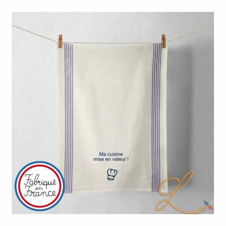 Torchon Rond Brodé Mouton Basque – 100% Coton – Décoration Cuisine Ou Souvenir Du Pays Basque (Rouge)